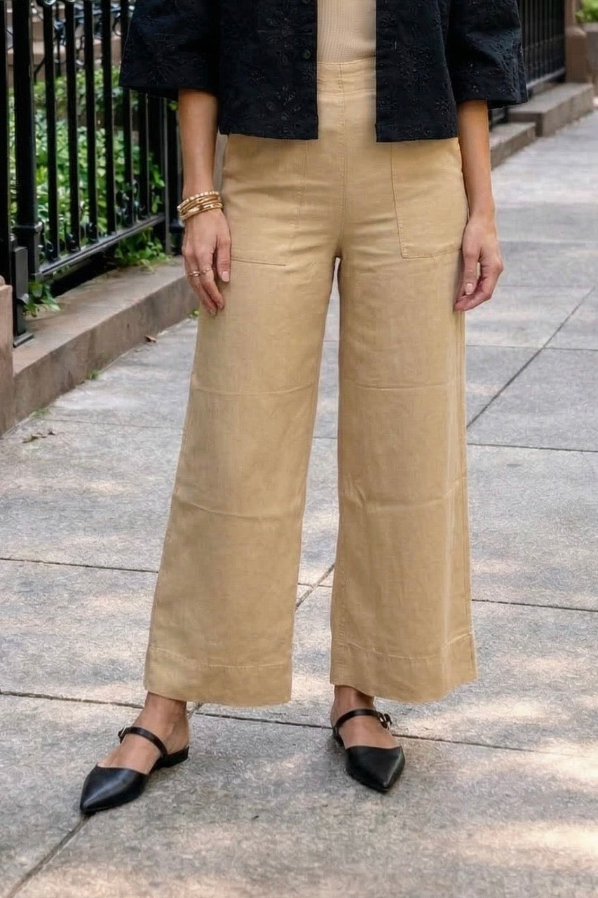 Tribal Amanda Flowy Crop Wide Leg Pants : Croissant