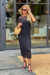 Annabelle Net Knitted Dress with Slip : Black