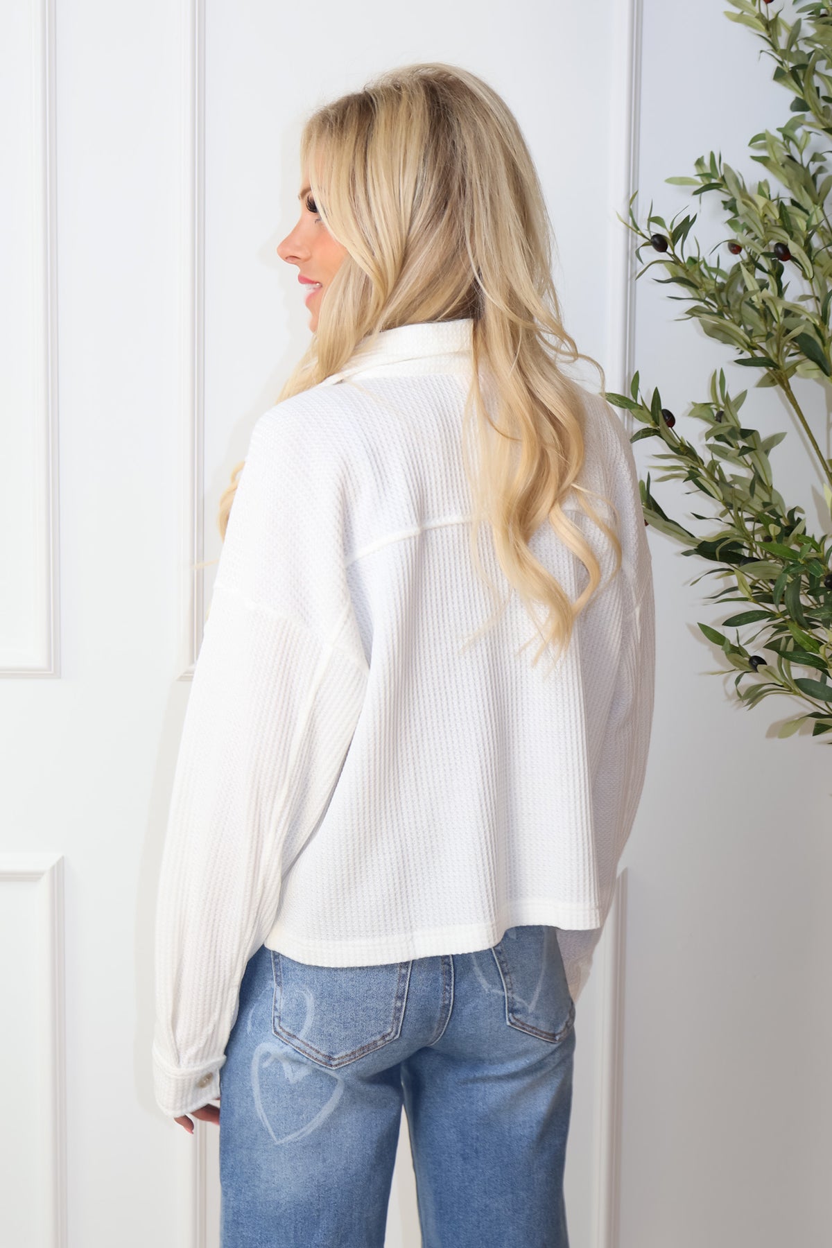 Aitana Waffle Knit Jacket or Top : Cream