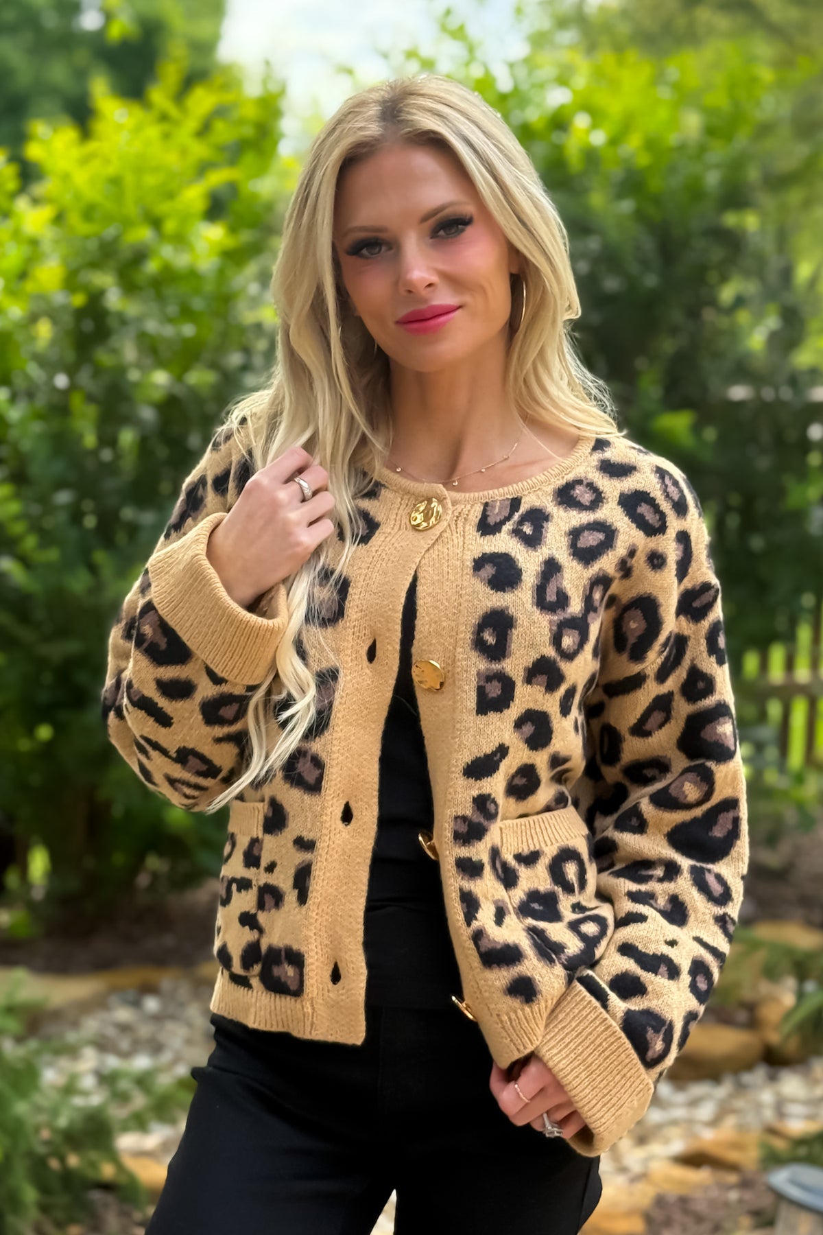 Gretchen Leopard Print Knit Sweater : Camel
