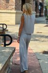 Benal 2 piece linen blend outfit : Cool Sage Grey