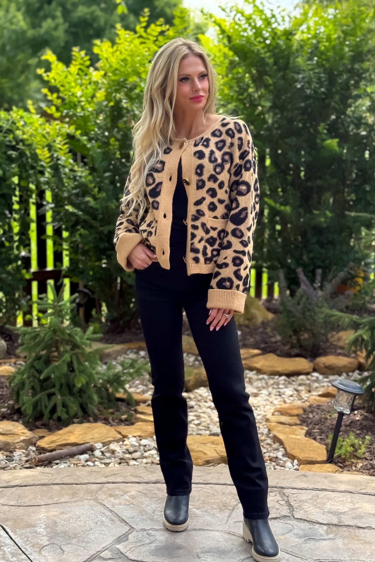 Gretchen Leopard Print Knit Sweater : Camel