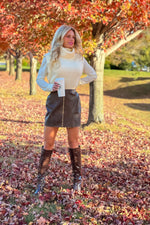 Gabriela Mini Leather Skirt : Dark Brown