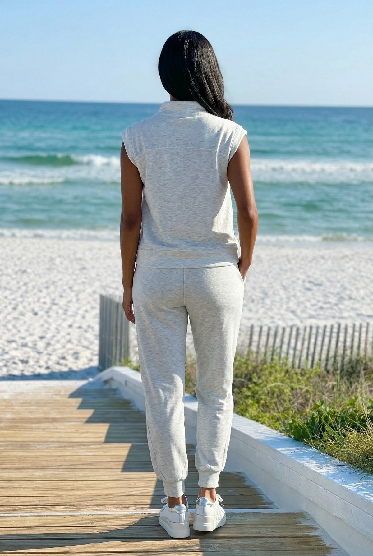 Evie Scuba Jogger Pants : Light Grey