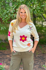 Tribal Mardi V neck Sweater : Sandust