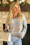 Bailey Stripe Pullover Sweater : Ice Blue/ Grey