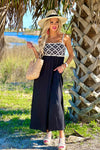 Zahara Emroidered Top Maxi Dress : Black