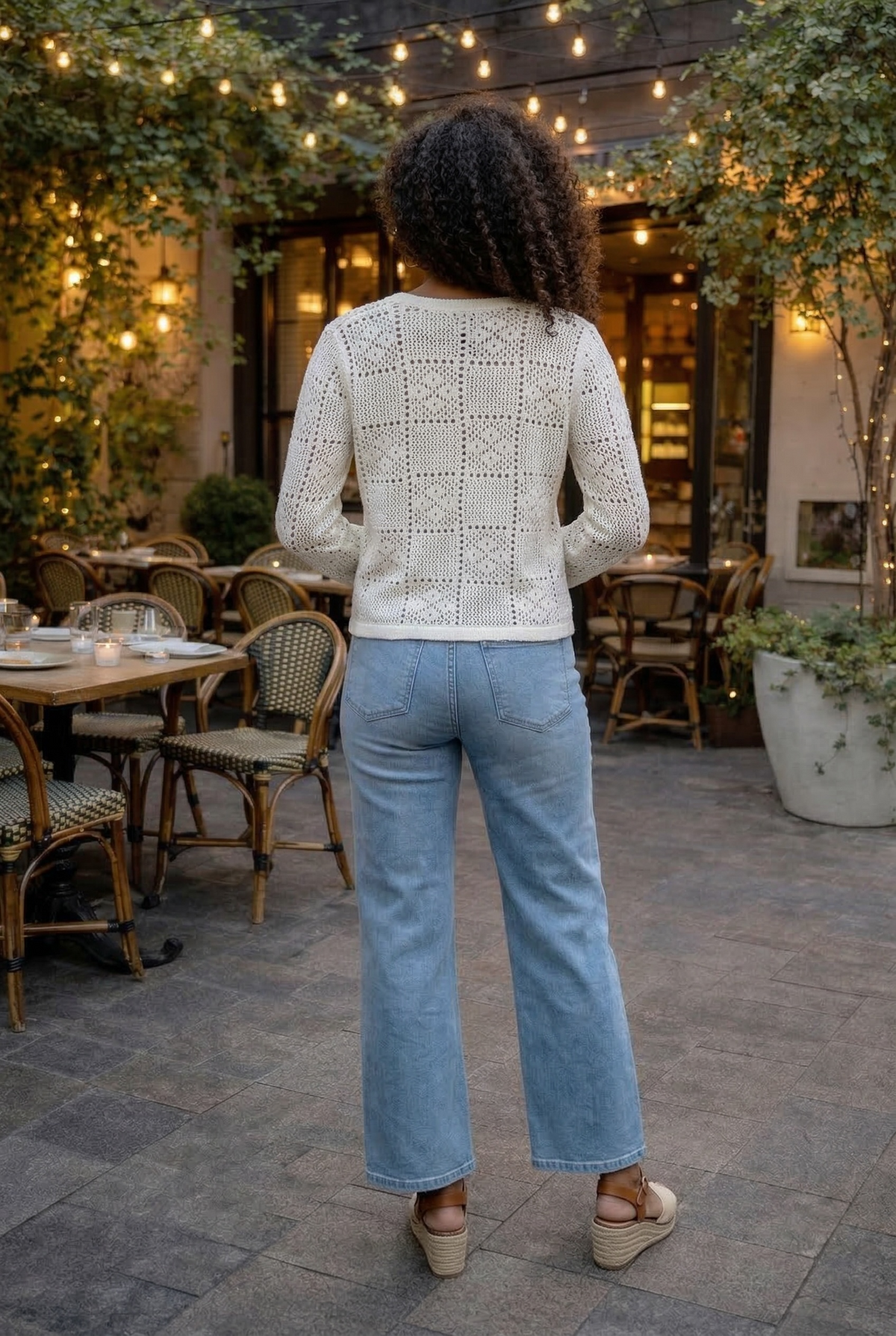 Annabelle Long Sleeve Crew Neck Cardigan : White