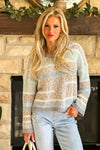 Bailey Stripe Pullover Sweater : Ice Blue/ Grey