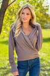 Madelyn Fine Gauge Wrap Sweater : Coco Ash