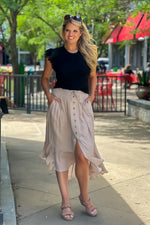 Sandra Button up Midi Skirt : Champagne