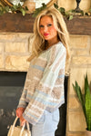 Bailey Stripe Pullover Sweater : Ice Blue/ Grey