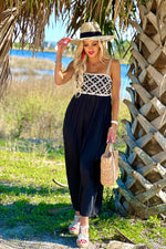Zahara Emroidered Top Maxi Dress : Black