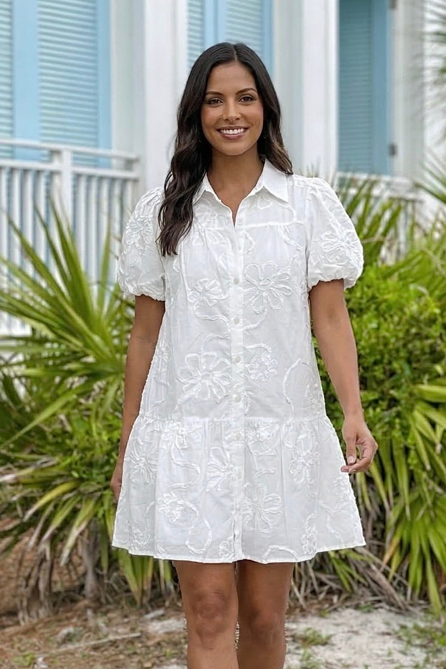 Maren Floral Patterned Dress : White