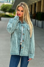 Words You Speak Corduroy Shacket : Vintage Green