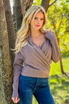 Madelyn Fine Gauge Wrap Sweater : Coco Ash