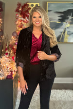 Evening Strolls Velour Blazer : Black