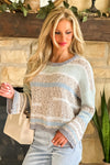 Bailey Stripe Pullover Sweater : Ice Blue/ Grey