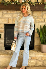 Bailey Stripe Pullover Sweater : Ice Blue/ Grey