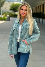 Words You Speak Corduroy Shacket : Vintage Green
