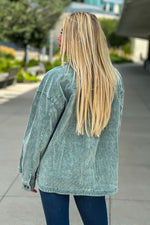 Words You Speak Corduroy Shacket : Vintage Green