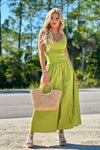 Moon River Braelyn Mixed Media Midi Dress : Green