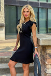 Lanai Flutter Sleeve Mini Dress : Black