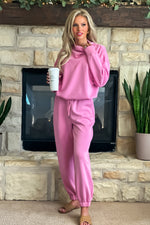 Jacqueline Cowl Neck w/ Jogger pants Set : Prism pink