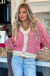 Remember The Time Sweater : Ivory/Hot Pink