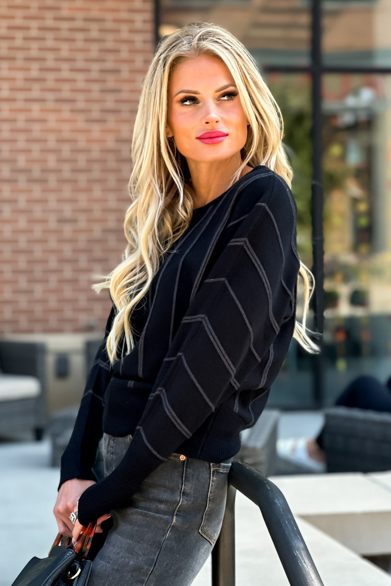 Liverpool Minka Textured Dolman Sweater : Black