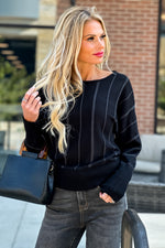 Liverpool Minka Textured Dolman Sweater : Black