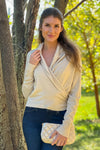 Madelyn Fine Gauge Wrap Sweater : Sand