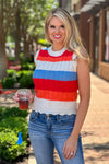 Discover You Striped Sweater Vest : Red/Orange/Blue