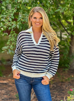 Adaline Collared Sweater : OW/ Navy