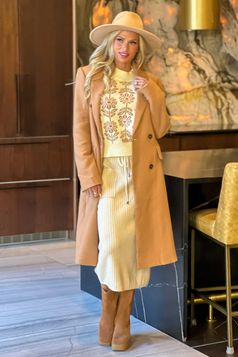 Addi Long Double Breasted Coat : Camel