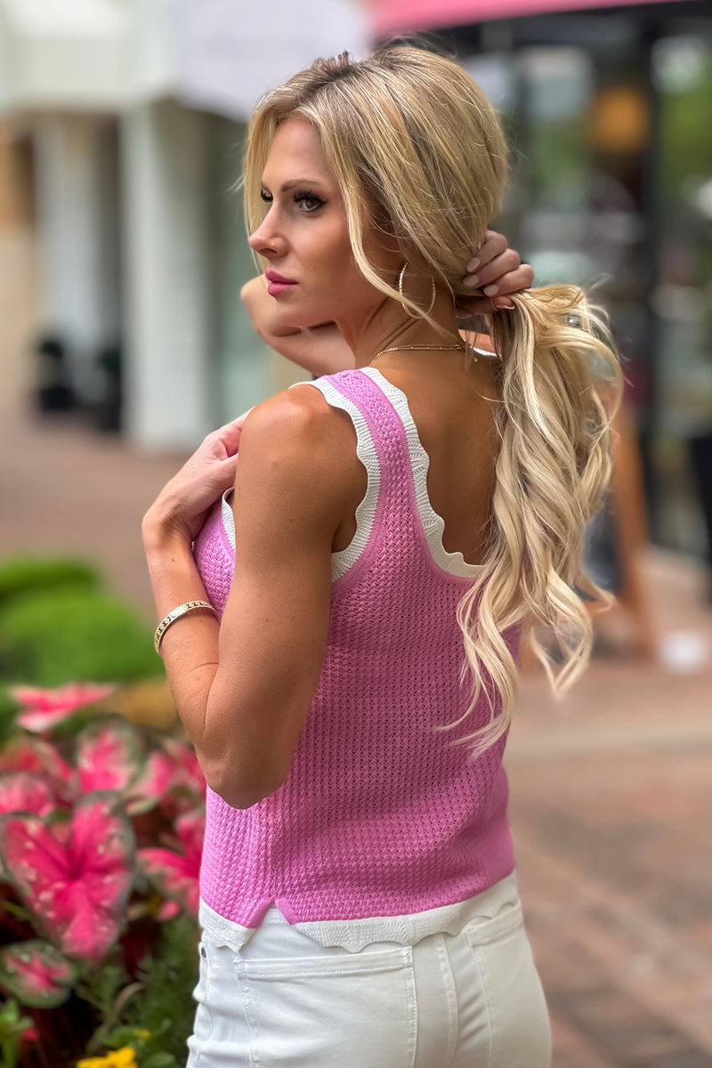 Fate Shayla Scallop Edge Tank Top : Pink