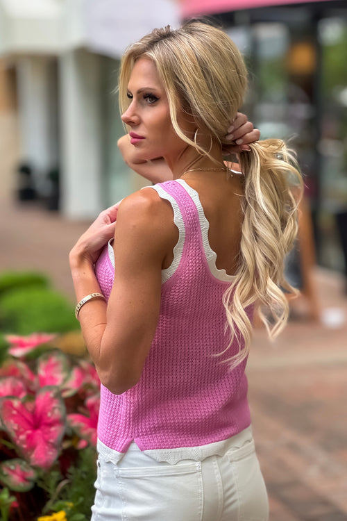 Fate Shayla Scallop Edge Tank Top : Pink