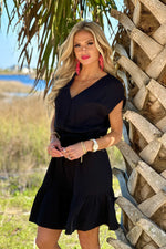 Tribal Brodie Cap Sleeve Dress : Black