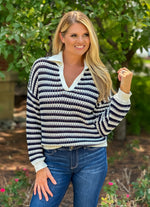 Adaline Collared Sweater : OW/ Navy