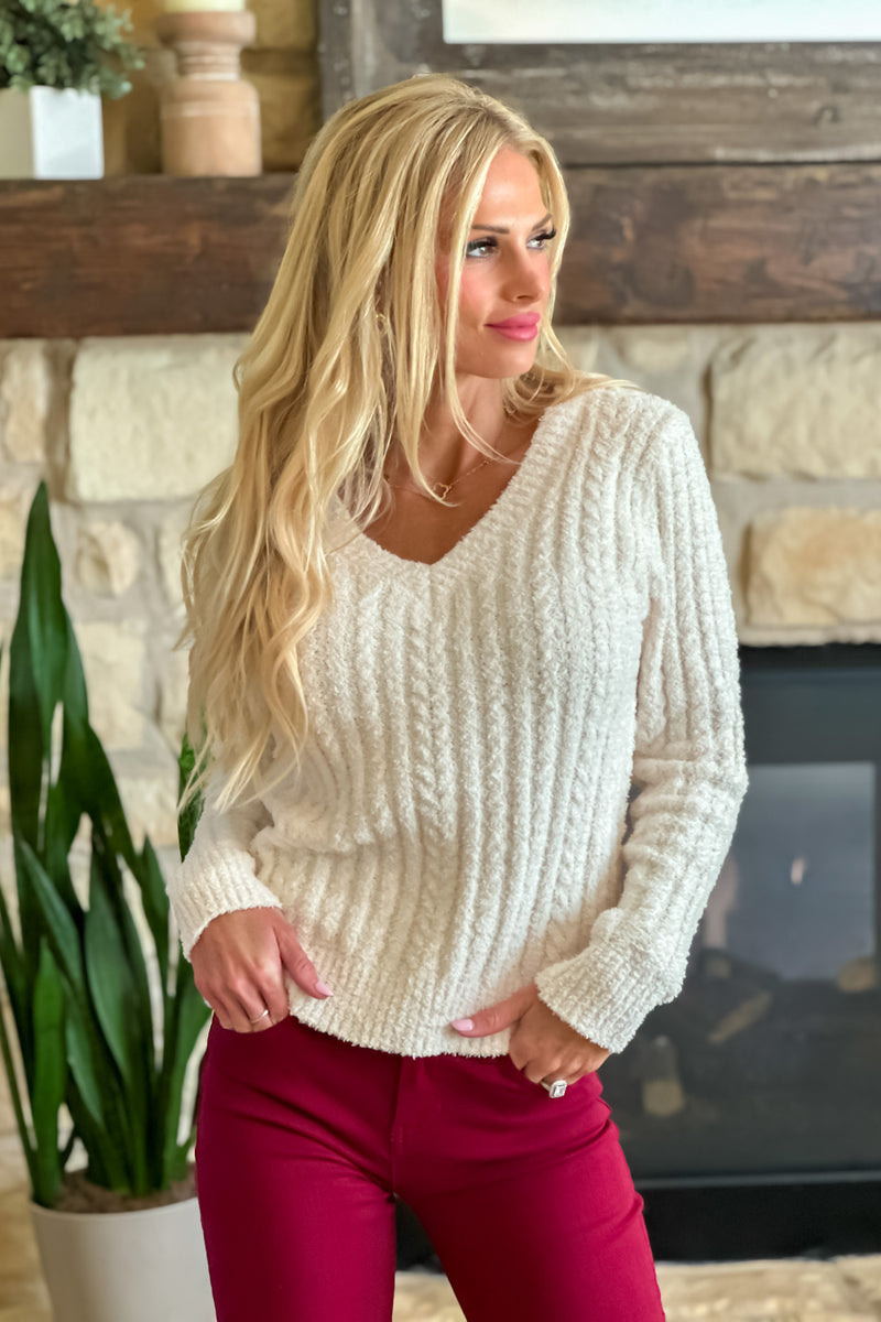 Gayle Fine Gauge Pullover Sweater : French Vanilla