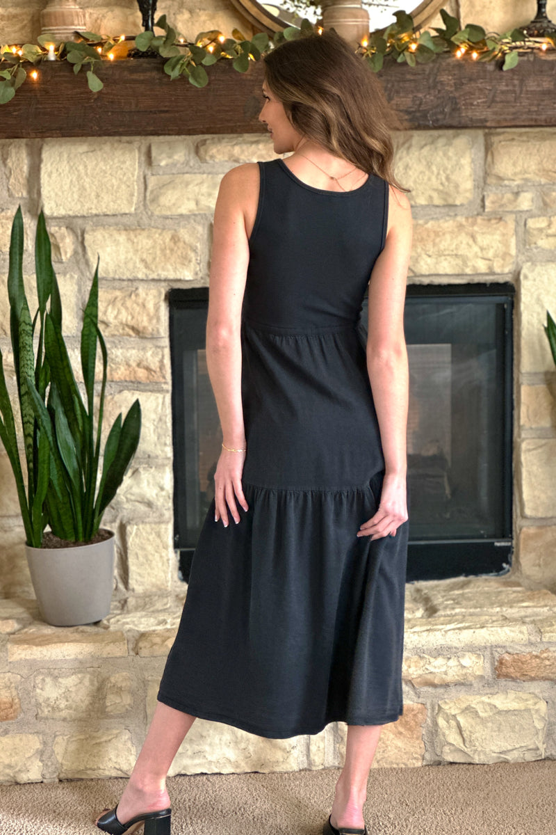 Tribal Cosette Mixed Media Dress : Black