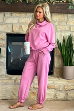 Jacqueline Cowl Neck w/ Jogger pants Set : Prism pink