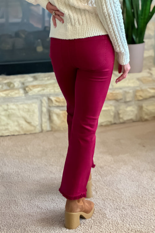 Liverpool Hannah Crop Flare Jeans : Red Velvet