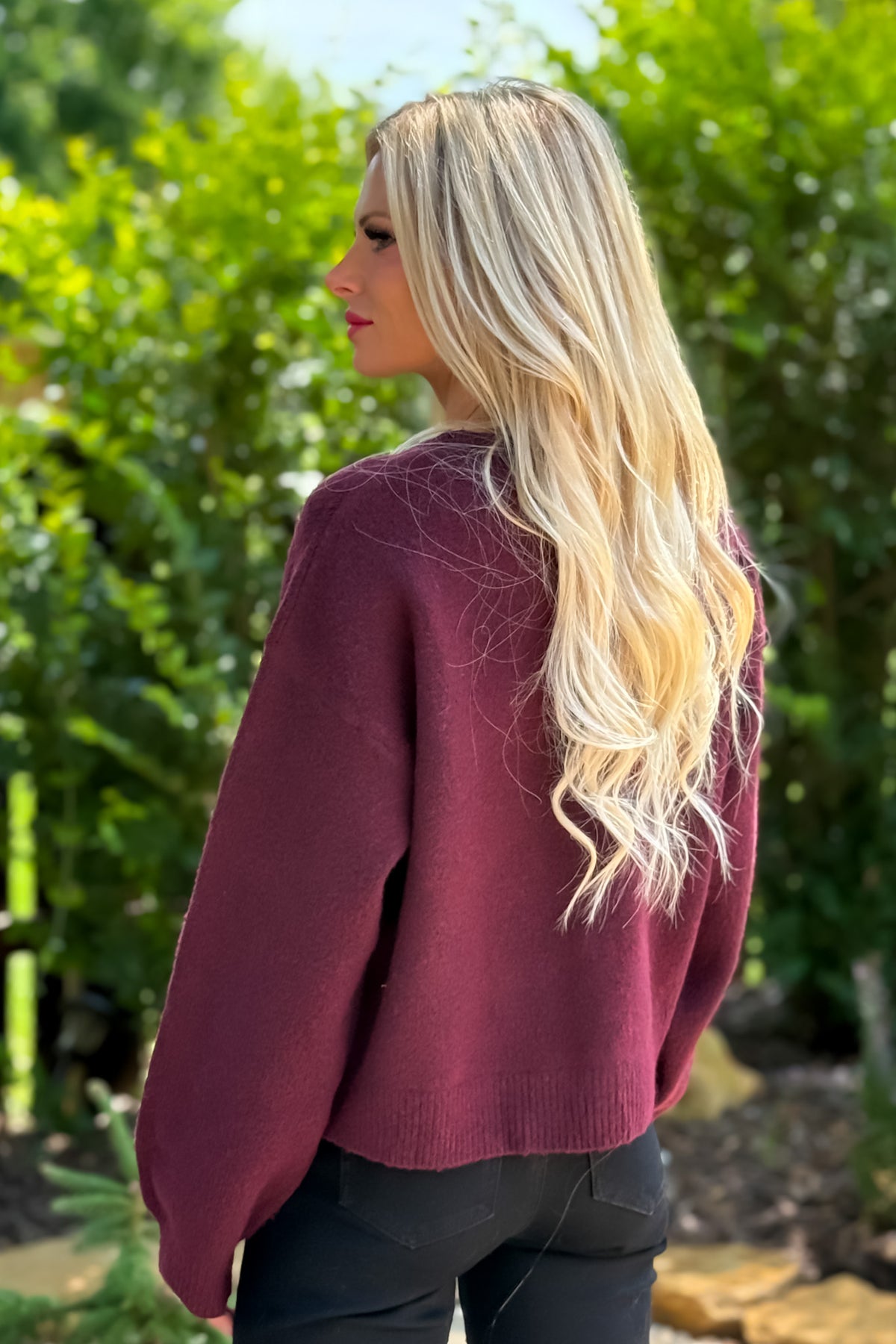 Ora Brushed Bow Detail Sweater : Bordeaux