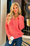 Woodland Adventures Button Sweater : Coral