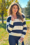 Sumner Big Collar Striped Sweater : Navy