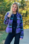 Lonny Button Down Plaid Shacket : Violet