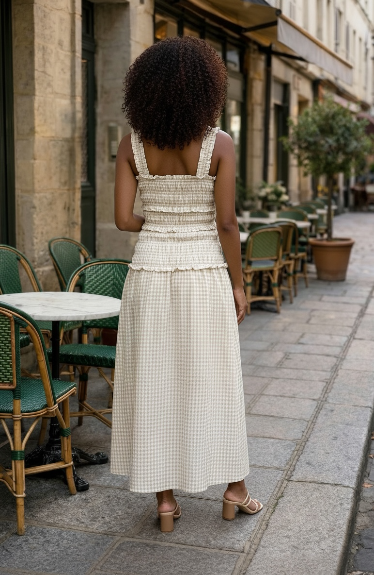 Guinevere Patterned Woven Dress : Sand