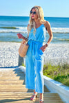 Tribal Ayva Button Front Jumpsuit : Sailboat