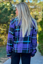 Lonny Button Down Plaid Shacket : Violet